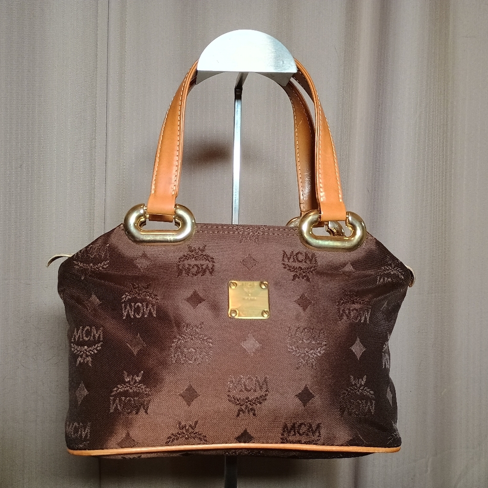 MCM Small Brown Nylon Tote